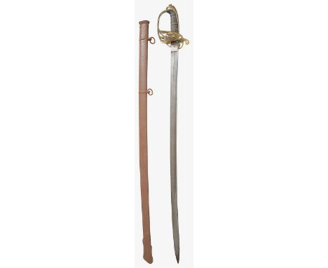 A Victorian 1845 pattern infantry officers swordthe 82.5cm curved fullered single edged bladeetched with VR cypher scrollwork
