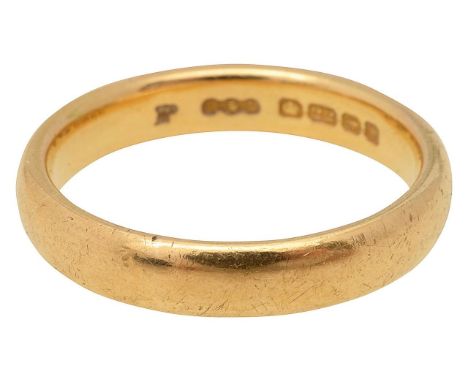 A 22ct gold wedding band stamped with hallmarks ring size P, total approx. weight 6.6gCondition: