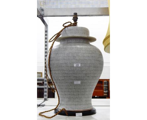 Large Oka table lamp in the form of a Oriental lidded vase 