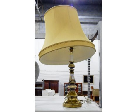 Gilt coloured metal table lamp with cream shade 