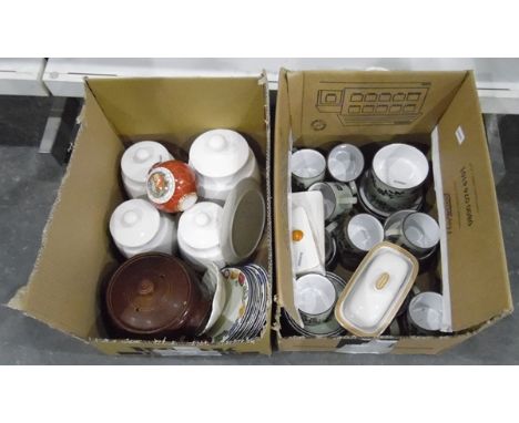 Hornsey 'Prelude' oven to tableware part tea service, white ceramic storage jars and other ceramics (2 boxes) 