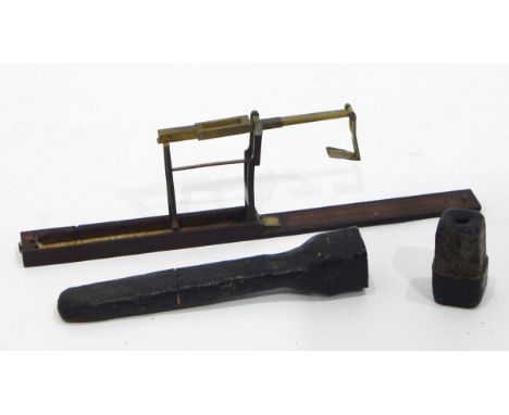 Set of 19th century mahogany and brass folding sovereign scales, with paper label for A Wilkinson, Ormskirk, near Liverpool a