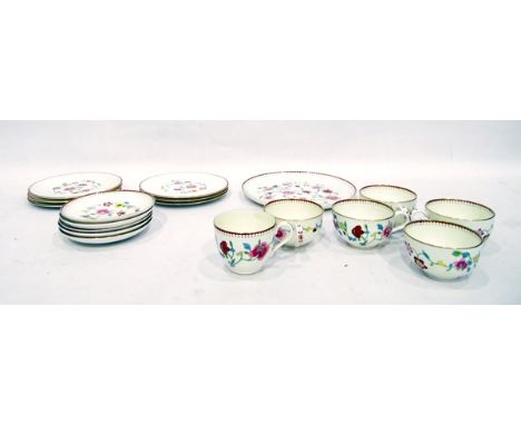 Royal Worcester part tea service decorated with flowers within a burnt orange and gilt border, comprising cups and saucers, c