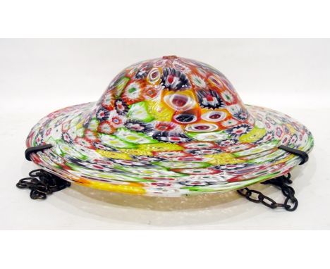 Multi-coloured millefiori glass ceiling light of circular form, 48cm diameter approx 