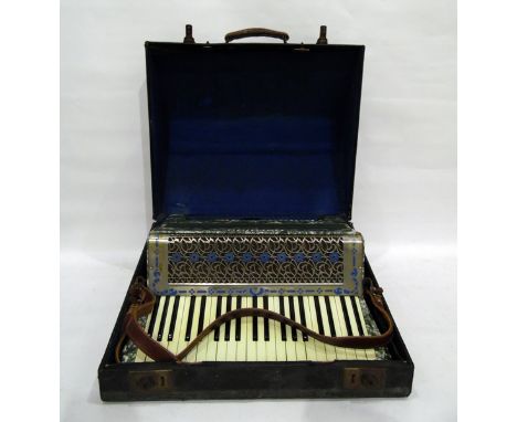 Geraldo piano accordion in bakelite case and travelling case 