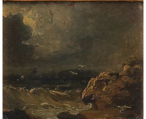 *** DAWSON (19TH CENTURY)A ship in a storm off a rocky coast
indistinctly signed, dated and inscribed '*** Dawson 1863' (vers