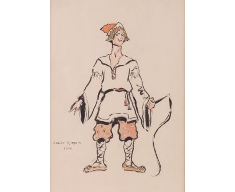 KONSTANTIN KOROVIN (RUSSIAN, 1861-1939)Costume design of a man holding a whipsigned and dated 'CONST. KOROViN 1938' (centre l