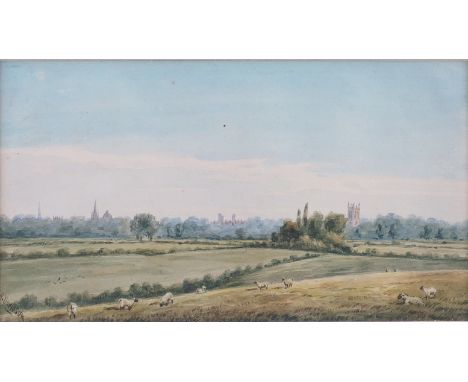 R*** DAVIDSON (19TH/20TH CENTURY) (4)Sheep in a meadow outside Oxford
signed 'R. Davidson' (lower left)
watercolour
13 x 23.5