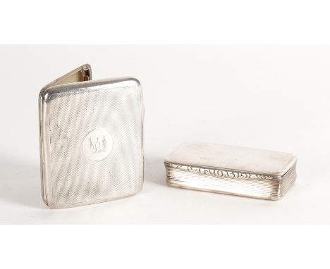 A SILVER SNUFF BOX AND A SILVER CIGARETTE CASE (2)The rectangular snuff box decorated with reeded sides,  by Joseph Willmore,