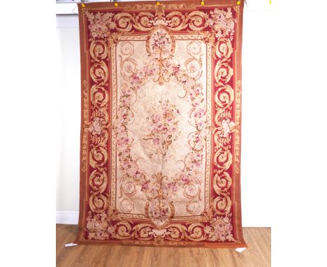 THREE AUBUSSON STYLE TAPESTRY CARPETS (3)Second half 20th Century
The first  310 x 240cm; The second 280 x 180cm; The third 2