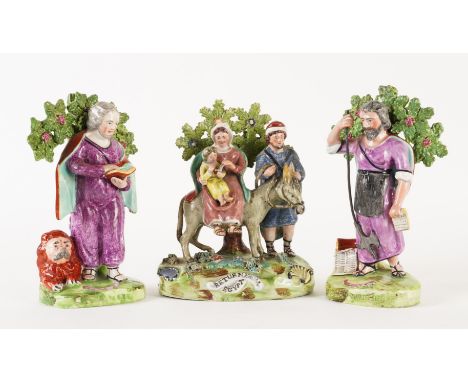 A WALTON PEARLWARE GROUP OF `RETURN FROM EGYPT'Circa 1820&nbsp;Of traditional form raised on a titled grassy mound base, impr