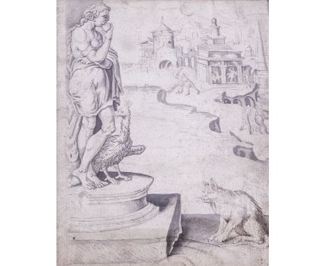 FOLLOWER OF JAN VAN SCOREL (2)Urban scene with figures and animals
indistinctly inscribed (upper left)
ink and wash
21 x 16cm