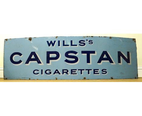 A WILLS'S CAPSTAN CIGARETTES ENAMEL ADVERTISING SIGNMid-20th Century
With dark blue lettering on light blue ground, 153cm x 4