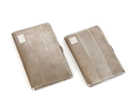 TWO SILVER RECTANGULAR CIGARETTE CASES (2)Each with engine turned decoration, both Birmingham 1946, with two slip pouches, co