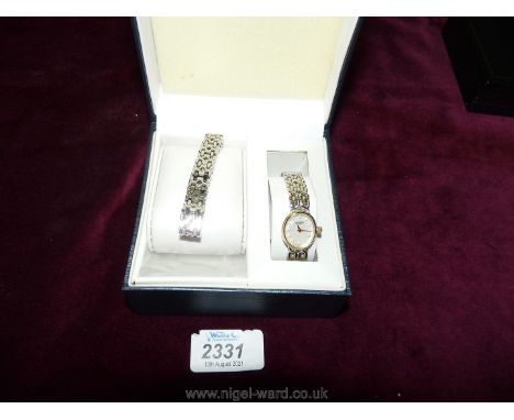 A ladies Rotary wristwatch  and bracelet set,with Mother of Pearl face, boxed.
