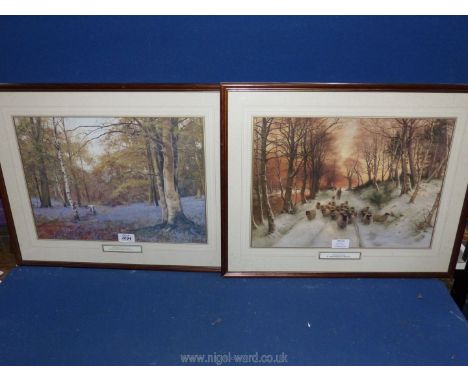 A Joseph Farquharson Print, Evening glow and an Edward Wilkins Waite Print, Beechwoods in May