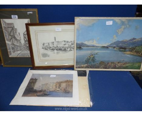 A quantity of Prints including Venice by William Callow, Nottingham University, The Shambles York and a framed Vernon Ward pr
