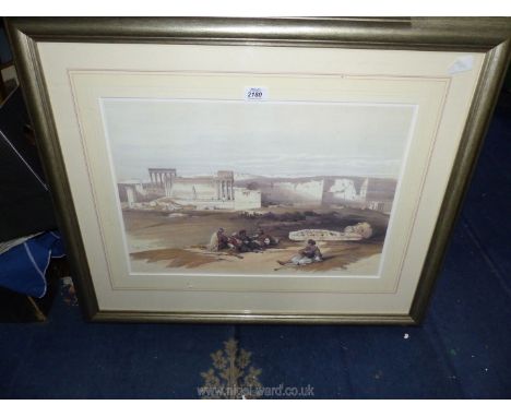 A large framed Print ''The Ruins of Ballbec, May 5th 1839'' after David Roberts R.A.