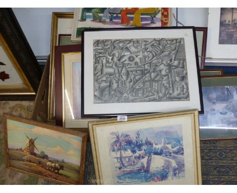 A quantity of pictures to include Somerset Bridge, Bermuda, a Geo Ayling Print of horse and plough, Ta Matete, etc.