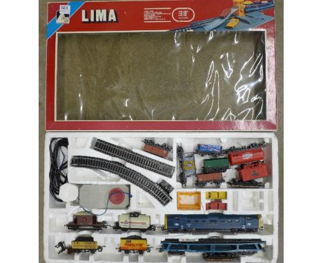 A Lima OO gauge Freight Train set with Class 55 Royal Scots Grey Diesel Locomotive, boxed