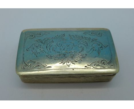 A 19th Century silver snuff box, continental marks