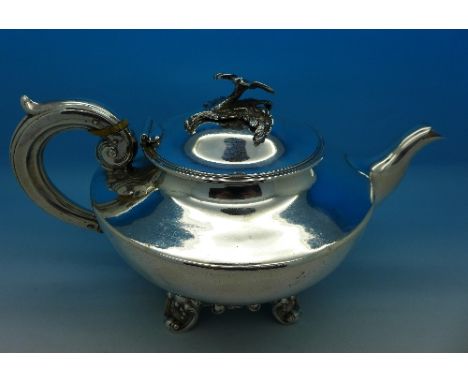 A Victorian silver teapot, London 1843, 575g