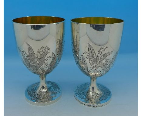 A pair of Victorian silver goblets, Hunt & Roskell, late Storr & Mortimer, London 1866, 311g