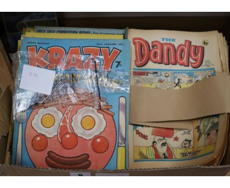 A collection of vintage Dandy, Krazy and other comics, 1970s and Dinosaur comics and magazines see Gorringes website conditio