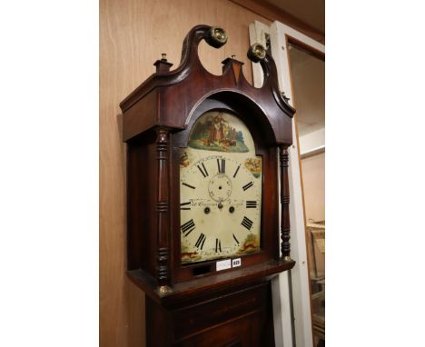 An early 19th century oak longcase clock (in need of restoration) H.212cm