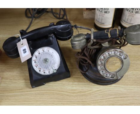 Two vintage French telephones
