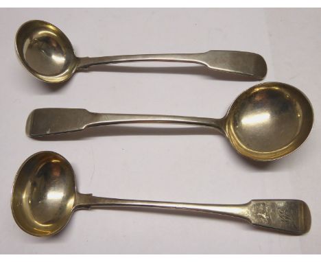 A Scottish provincial  silver Aberdeen Toddy Ladle, circa 1830, engraved with an initial and maker's mark "W J", another ladl