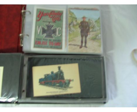 An Album of Victoria Cross Postcards World War I and World War II, etc., and an Album of Railway Engine Postcards, etc.