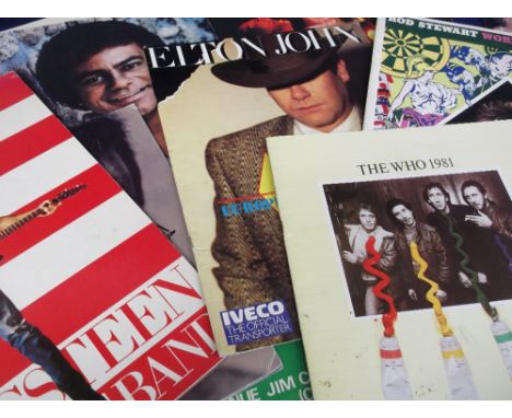 Music Memorabilia, a collection of 85+ pop, rock concert &amp; tour programmes, 1970s to 2000s (a few with tickets) to includ