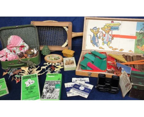 Toys, box of vintage toys to include 'Maison Forestiere' French building block set, Piatnik Vienna Happy Families Game, boxed