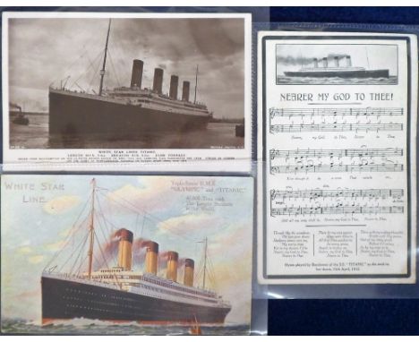 Postcards, a selection of 3 White Star Line cards of the Titanic inc. advertising card for Triple-screw Hulls Olympic &amp; T