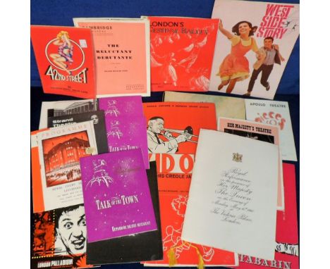Theatre / Music Programmes, a collection of approx. 75, 1950s / 60s, programmes inc. Talk of the Town programme signed by Sop