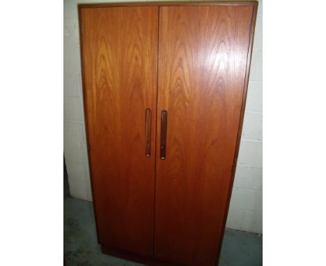 19th C G Plan teak double door wardrobe with fitted interior (91cm x 59cm x 177cm)