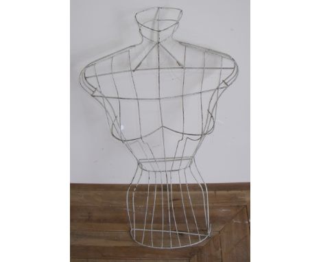 Early to mid 20th C shop display wire work female torso mannequin stand (height 72cm)