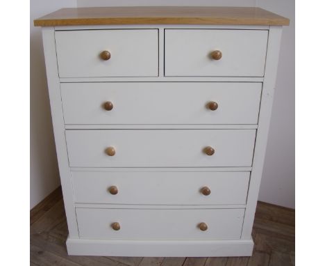 Matching light oak and cream painted chest of two short above four long drawers (96cm x 42cm x 118cm) 