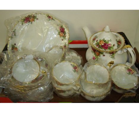 Royal Albert 'Old Country Roses' 21 piece tea set complete with teapot and original boxes and cellophane wrappings