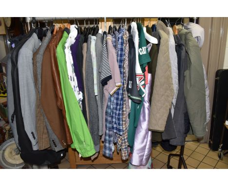 A SMALL SELECTION OF LADIES' AND GENT'S CLOTHING, to include suits, jackets and coats, ladies' coats include Barbour, Laura A