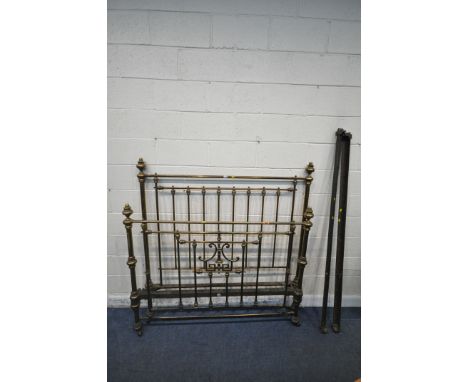 A SHOOLBRED AND CO VICTORIAN BRASS 4FT6 BRASS BEDSTEAD, with irons (condition report: one iron is longer than the other, hist