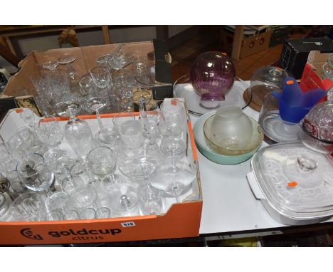 FIVE BOXES AND LOOSE GLASSWARE, to include  a quantity of various drinking glasses wine, tumblers, liqueur, champagne flutes 