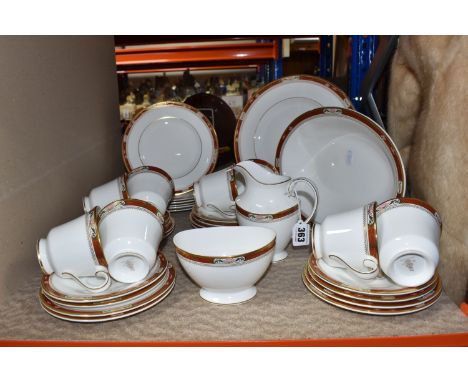 THIRTY FOUR PIECES OF ROYAL DOULTON 'SANDON' TEA AND DINNER WARES, H5172, comprising a milk jug, a sugar bowl, a vegetable di