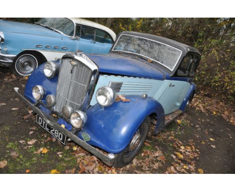 A 1937 WOLSELEY 14-56 FOOR DOOR SALOON CAR, in blue with an 1818cc petrol engine, four speed manual gearbox, NO V5c, first re