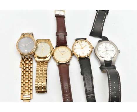 AN ASSORTMENT OF WATCHES, five gents wristwatches, to include a 'Citizen Eco Drive', gold plated wristwatch numbered 802056, 