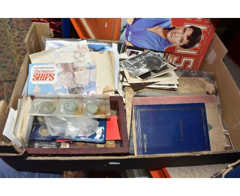 A BOX OF VINTAGE EPHEMERA to include three albums of British and European family travel and wedding photos mostly from 1930s 