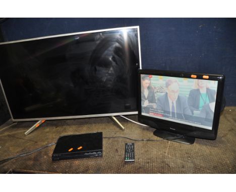 AN UNTESTED SONY KD43XF7073 43in TV (no power supply or remote UNTESTED), a Sony DVD player with remote and a Venturer 19in T