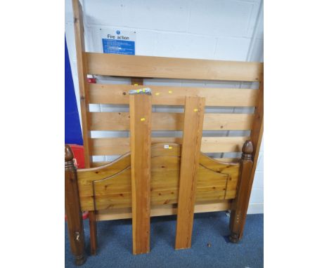 A MODERN PINE 4FT6 BEDSTEAD (condition report: general signs of wear and usage)