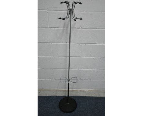 A SPUTNIK HAT / COAT STAND, with six branches, twin umbrella / stick sections, on a circular cast iron base, height 162cm (co